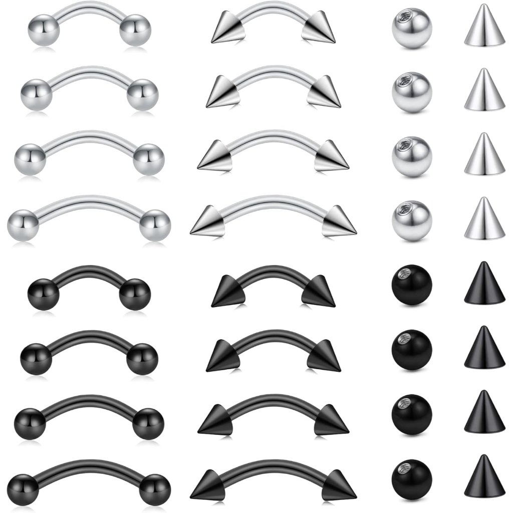 Eyebrow Piercing Jewelry Surgical Steel Curved Barbell Tiny Eyebrow Ring Vertica